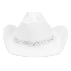 CHAPEAU COWBOY CURS STRASS ARGENT BLANC FEMME