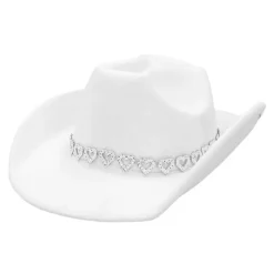 CHAPEAU COWBOY CURS STRASS ARGENT BLANC FEMME
