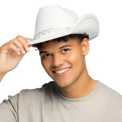 CHAPEAU COWBOY CURS STRASS ARGENT BLANC FEMME