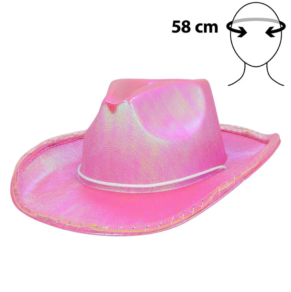 CHAPEAU COWBOY LED ROSE ADULTE