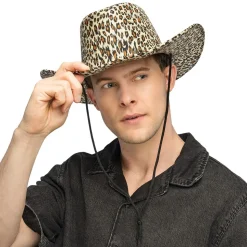 CHAPEAU COWBOY PEAU LÉOPARD ANIMAL SAUVAGE ADULTE