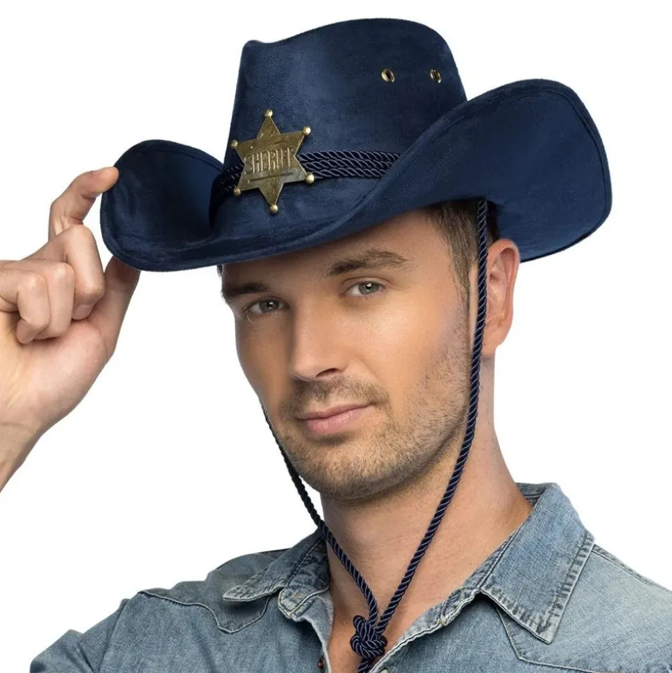 CHAPEAU COWBOY SHERIFF TENNESSEE BLEU ADULTE