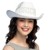 CHAPEAU COWBOY STAR BRIDE PERLES BLANC EVJF FEMME