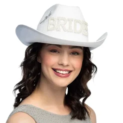 CHAPEAU COWBOY STAR BRIDE PERLES BLANC EVJF FEMME