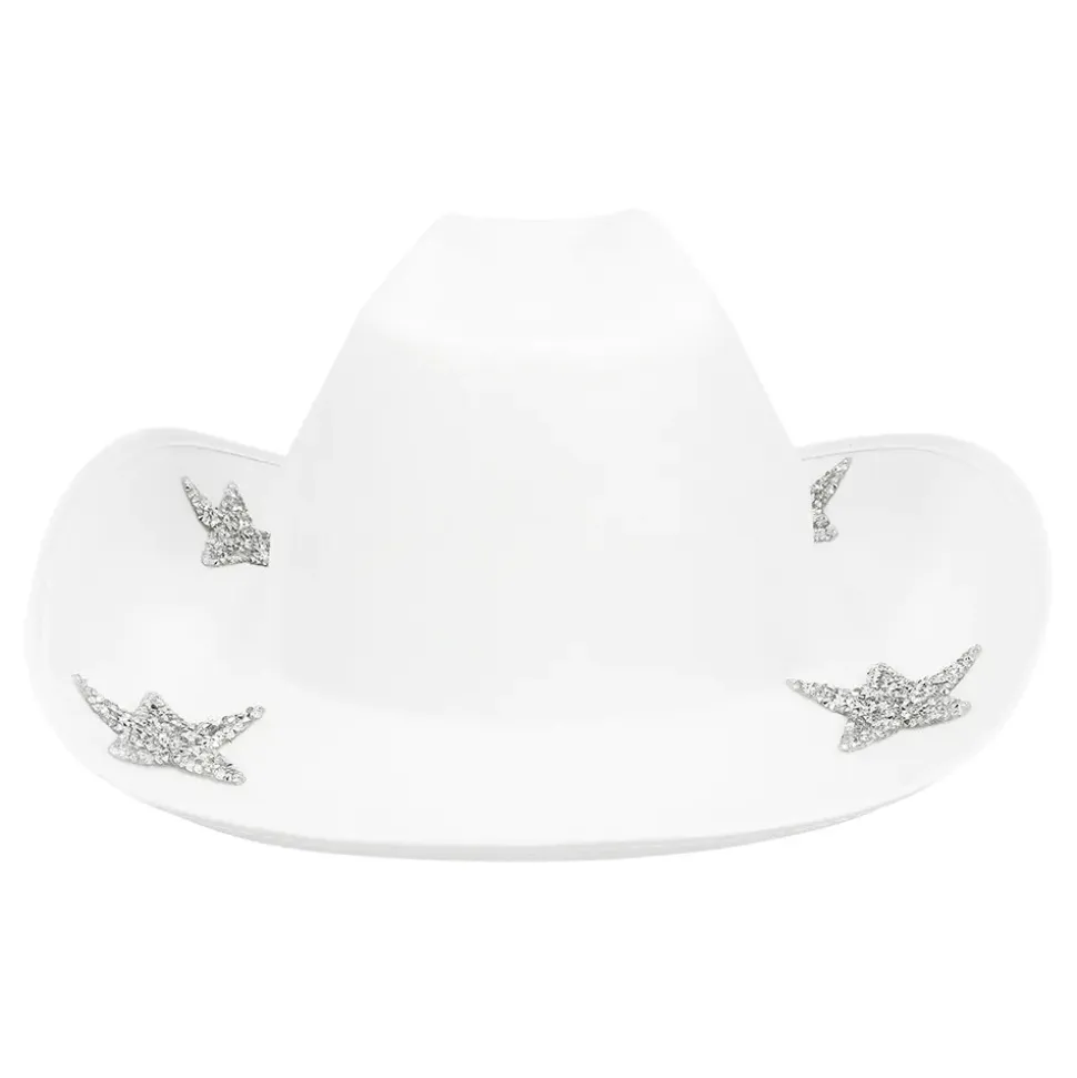 CHAPEAU COWBOY STAR BRIDE PERLES BLANC EVJF FEMME