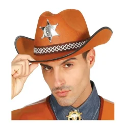 CHAPEAU COWBOY ÉTOILE SHÉRIF MARRON ADULTE