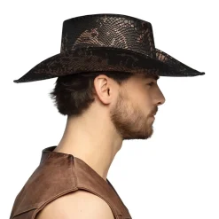 CHAPEAU DE COWBOY PEAU SERPENT COBRA ADULTE