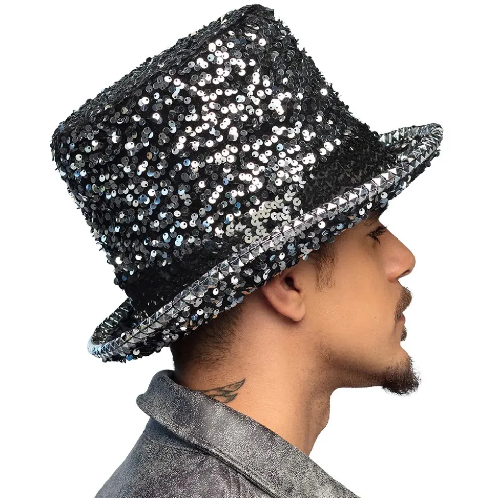 CHAPEAU HAUT-DE-FORME ARGENT STEAMPUNK ADULTE