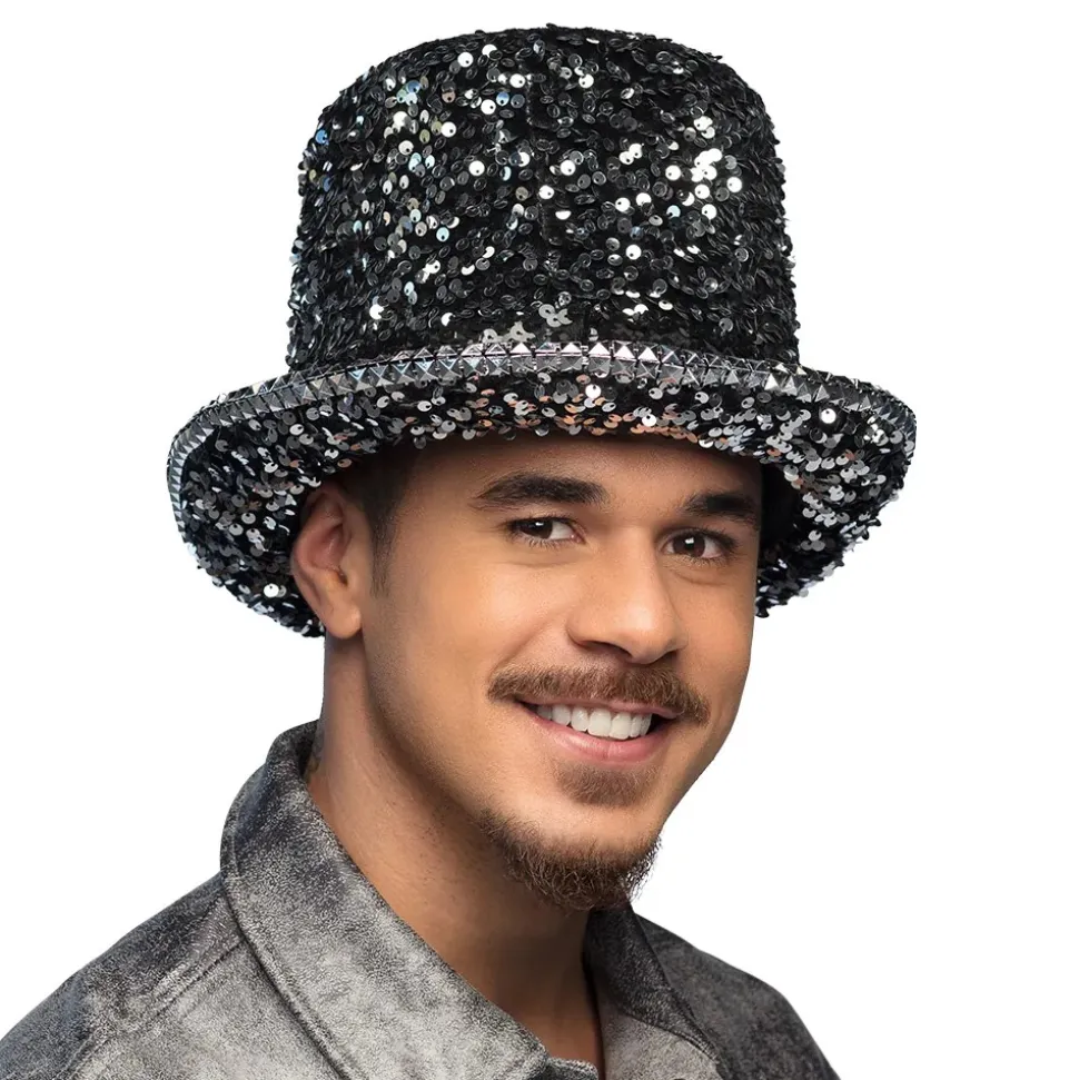 CHAPEAU HAUT-DE-FORME ARGENT STEAMPUNK ADULTE