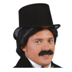 CHAPEAU HAUT-DE-FORME FLOQUÉ NOIR ADULTE