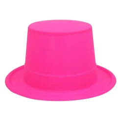 CHAPEAU HAUT-DE-FORME PVC ROSE FLUO UV ADULTE