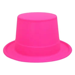 CHAPEAU HAUT-DE-FORME PVC ROSE FLUO UV ADULTE
