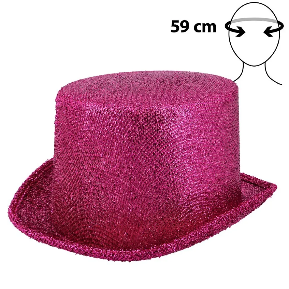 CHAPEAU HAUT-DE-FORME SHOW ROSE FUCHSIA ADULTE