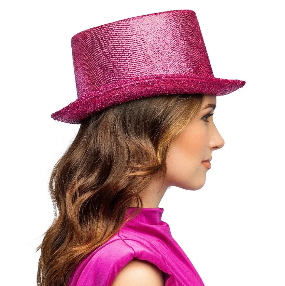 CHAPEAU HAUT-DE-FORME SHOW ROSE FUCHSIA ADULTE