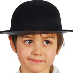 CHAPEAU MELON FLOQUÉ NOIR ENFANT