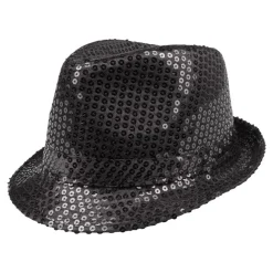 CHAPEAU POPSTAR SEQUINS NOIR ADULTE