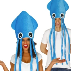 CHAPEAU POULPE PIEUVRE POLYESTER BLEU ADULTE