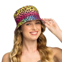 CHAPEAU SEAU BOB LÉOPARD MULTICOLORE ADULTE
