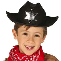 CHAPEAU SHÉRIF FEUTRE NOIR ENFANT