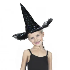 CHAPEAU SORCIÈRE ÉTOILES IRISÉES LUXE ENFANT