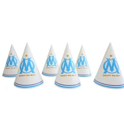 6 CHAPEAUX CARTON OM FOOTBALL 17.5CM BLANC