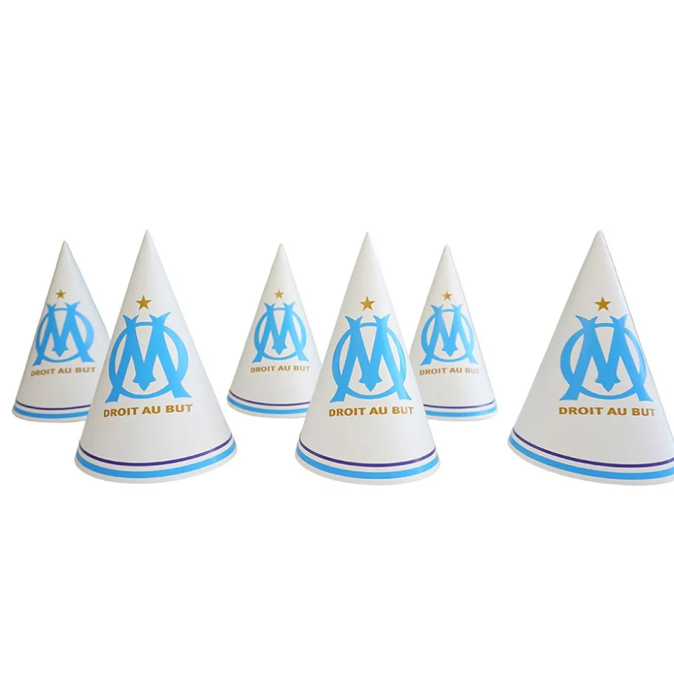 6 CHAPEAUX CARTON OM FOOTBALL 17.5CM BLANC