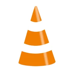 8 CHAPEAUX CÔNE DE FÊTE PLOT CHANTIER 16CM ORANGE