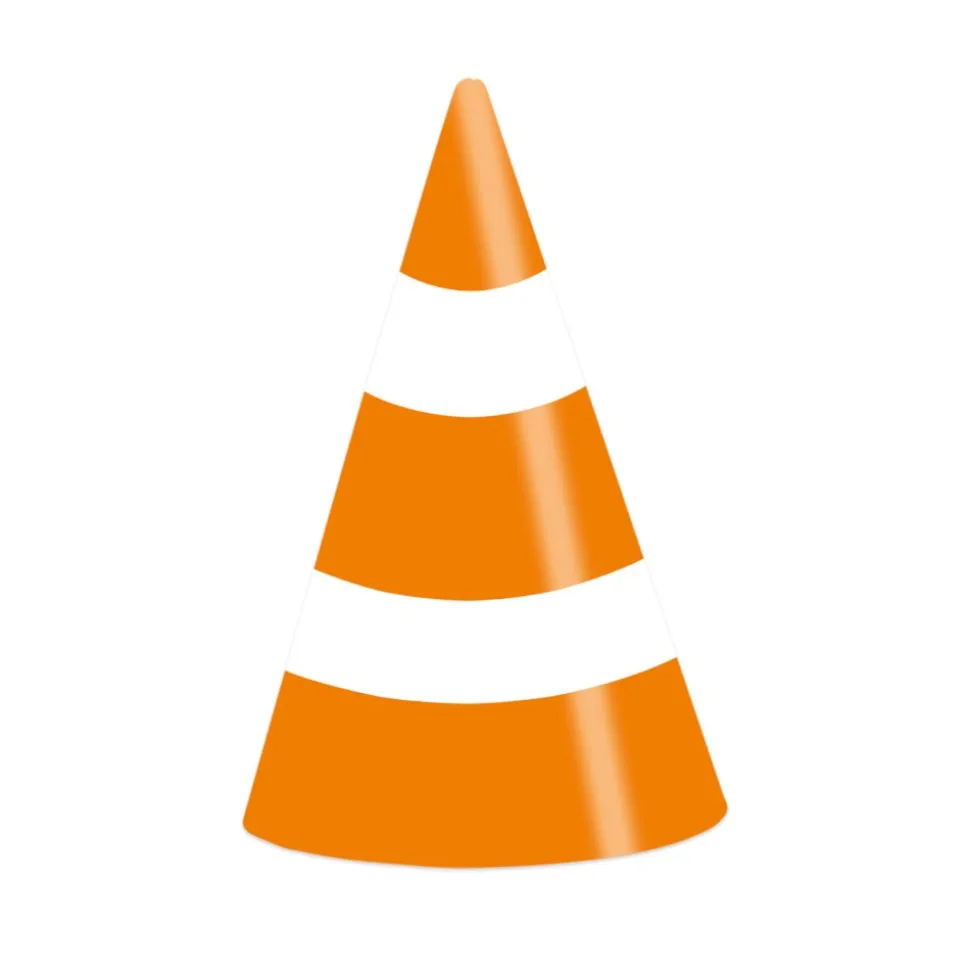 8 CHAPEAUX CÔNE DE FÊTE PLOT CHANTIER 16CM ORANGE