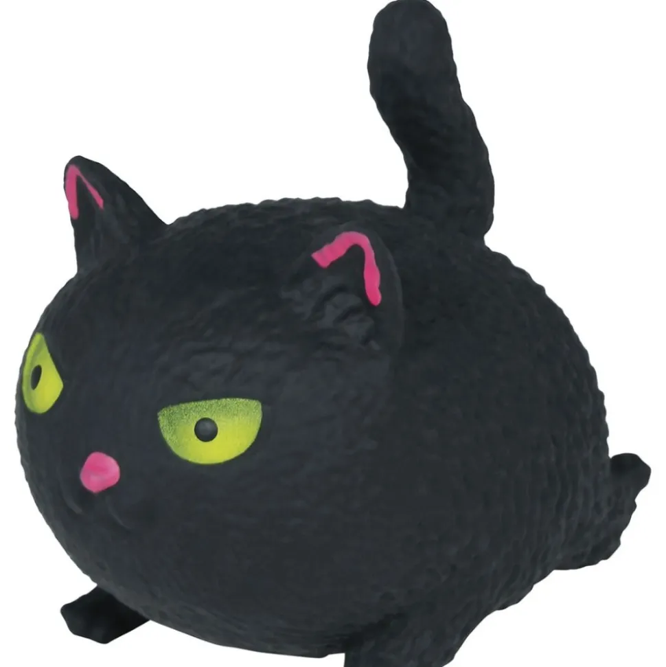 CHAT CAOUTCHOUC À MALAXER ANTI-STRESS 7CM NOIR