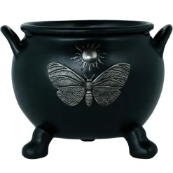 CHAUDRON MAGIE ÉSOTÉRIQUE DÉCO RÉSINE 22X17CM NOIR