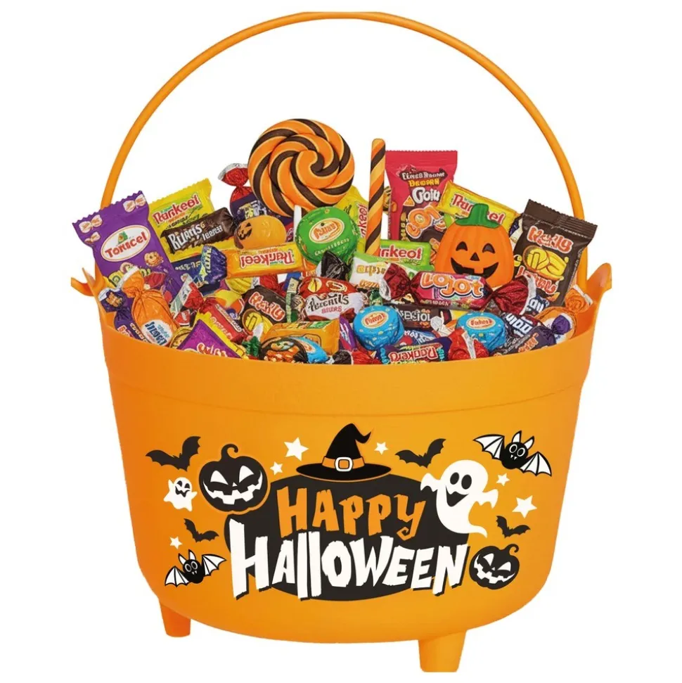 CHAUDRON PVC HAPPY HALLOWEEN 24X23X15CM ORANGE