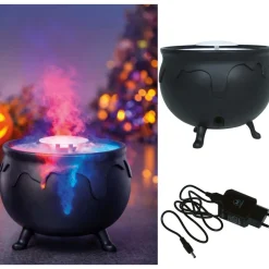 CHAUDRON SORCIER PVC FUMÉE LED 14X11CM NOIR