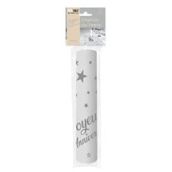 CHEMIN DE TABLE ANNIVERSAIRE 28CMX5M ARGENT