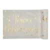 CHEMIN DE TABLE ANNIVERSAIRE BLANC ET OR 3M