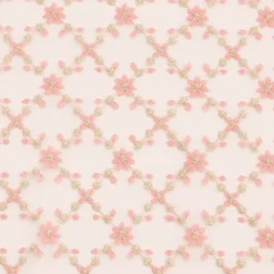 CHEMIN DE TABLE BRODÉ FLEUR OR 25CMX3M ROSE