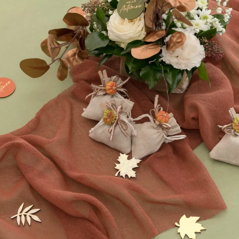 CHEMIN DE TABLE COTON NATUREL 36CMX5M TERRACOTTA