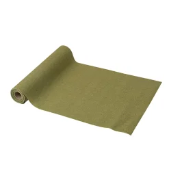 CHEMIN DE TABLE EFFET LIN 28CMX5M VERT OLIVE