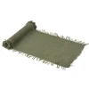 CHEMIN DE TABLE EFFILOCHÉ CHANVRE 30CMX3M SAUGE
