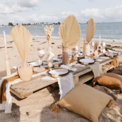CHEMIN DE TABLE EFFILOCHÉ CHANVRE 30CMX3M SABLE