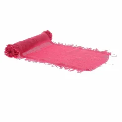 CHEMIN DE TABLE EFFILOCHÉ CHANVRE 30CMX3M FRAMBOISE
