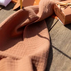 CHEMIN DE TABLE GAZE DE COTON 30CMX3M TERRACOTTA