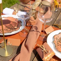 CHEMIN DE TABLE GAZE DE COTON 30CMX3M TERRACOTTA