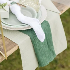 CHEMIN DE TABLE GAZE DE COTON 30CMX3M VERT ANGLAIS