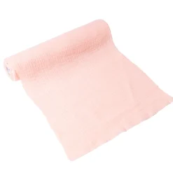 CHEMIN DE TABLE GAZE DE COTON 30CMX3M ROSE
