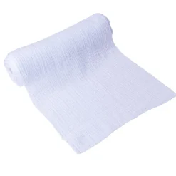 CHEMIN DE TABLE GAZE DE COTON 30CMX3M BLANC
