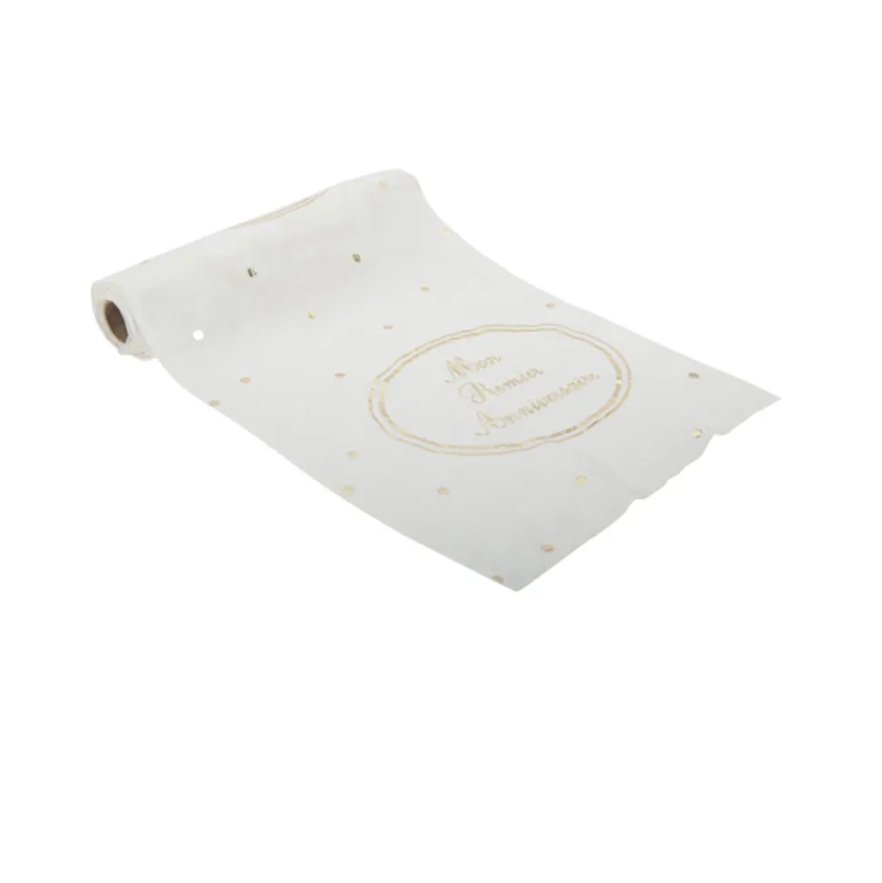 CHEMIN DE TABLE GAZE DE COTON 1ER ANNIV 28CMX5M