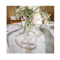 CHEMIN DE TABLE GAZE DE COTON 1ER ANNIV 28CMX5M