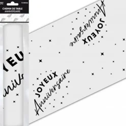 CHEMIN DE TABLE INTISSÉ ANNIVERSAIRE 5M NOIR