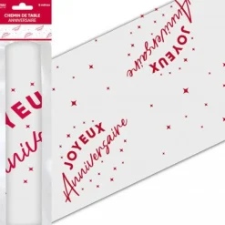 CHEMIN DE TABLE INTISSÉ ANNIVERSAIRE 5M ROUGE