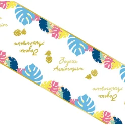 CHEMIN DE TABLE INTISSÉ ANNIVESAIRE TROPICAL 5M